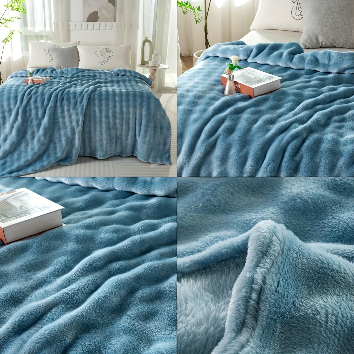 contemporary hypoallergenic polyester bed blanket thick soft   rabbit fur plush throw for bedroom sofa     machine washable multipurpose woven blanket with no   300 350g lightweight all purpose cover details 10