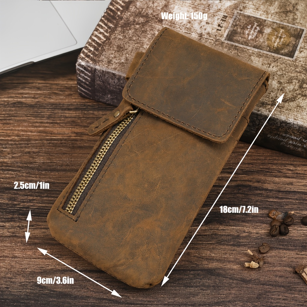 Image of Top Cow Exotic Horse Leather Men's Retro 6.8-inch Phone Case Phone Waist Bag 1105