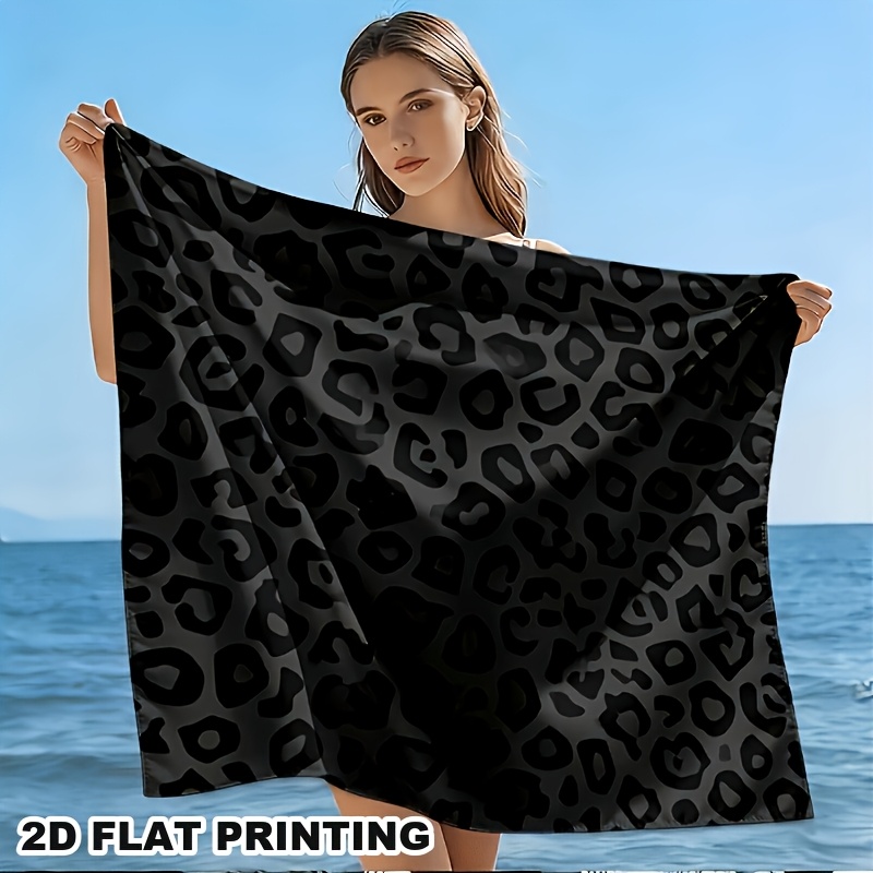 TEMU 2d Flat Outdoor Multi-functional Headband Black Gray Leopard Print Scarf, Outdoor Sports/casual Wear/travel, Beach/yoga/music Festival,