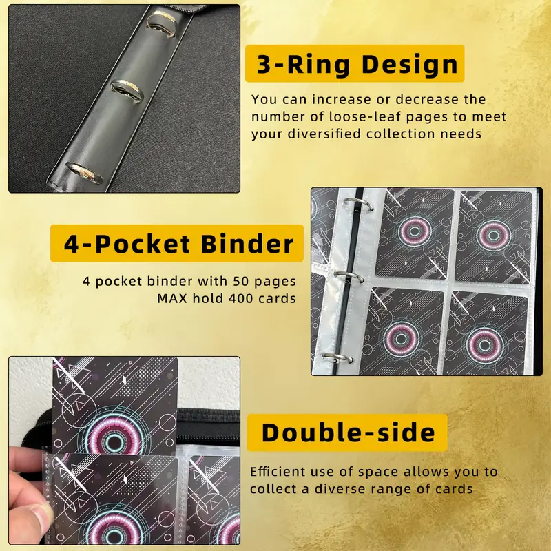 sleeve trading card binder 4 pockets 400 cards 4 pockets - Temu Australia sleeve trading card binder 4 pockets 400 cards 4 pockets - Temu Australia
