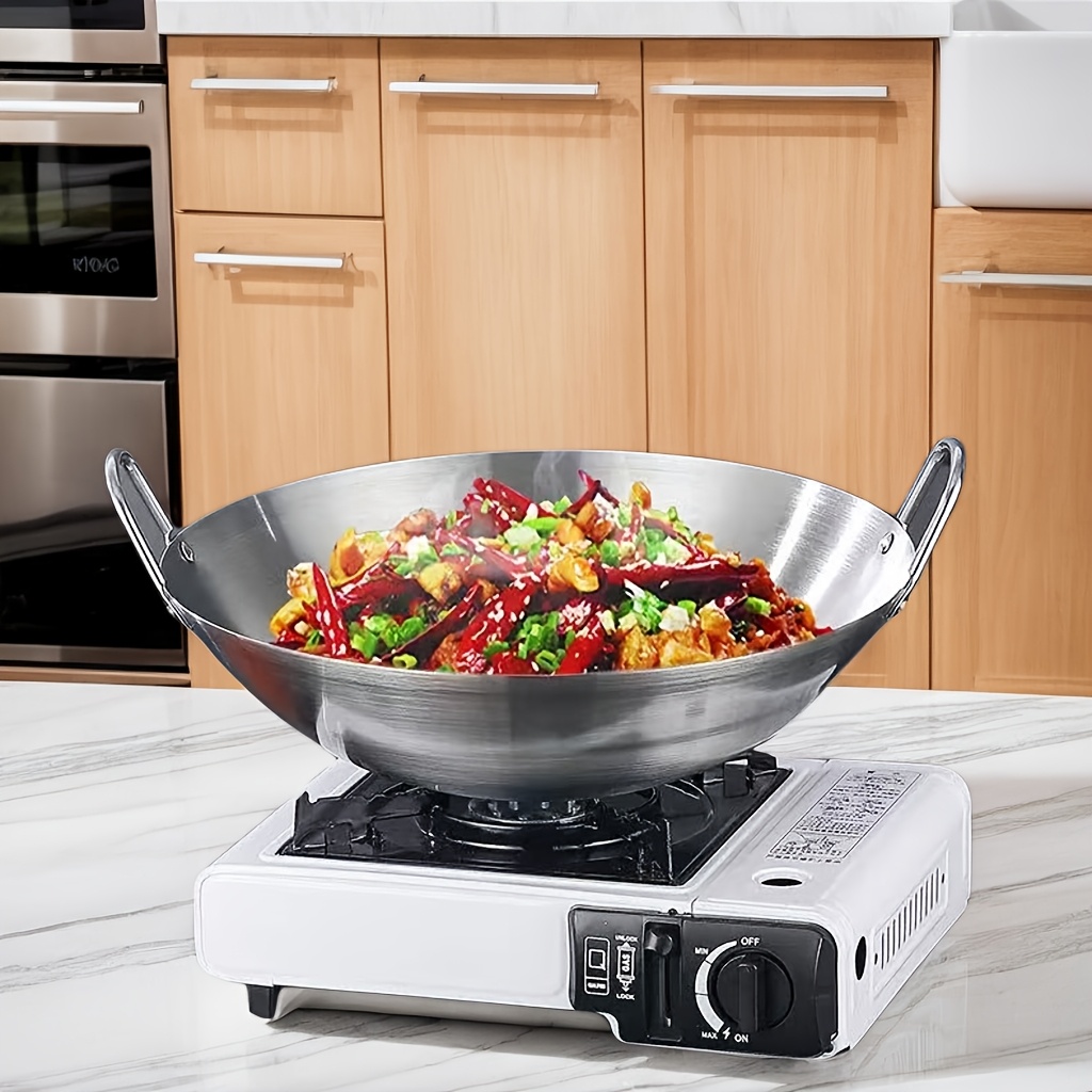 Large Stainless Steel Wok with Double Handles
