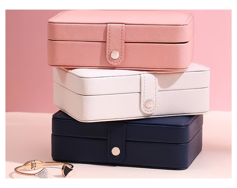 1pc   jewelry box pink   leather portable organizer with multiple compartments for earrings rings necklaces accessories stylish aesthetic decor for bedroom bathroom kitchen home jewelry box organizer jewelry display case decorative storage synthetic   leather exterior Product details 8