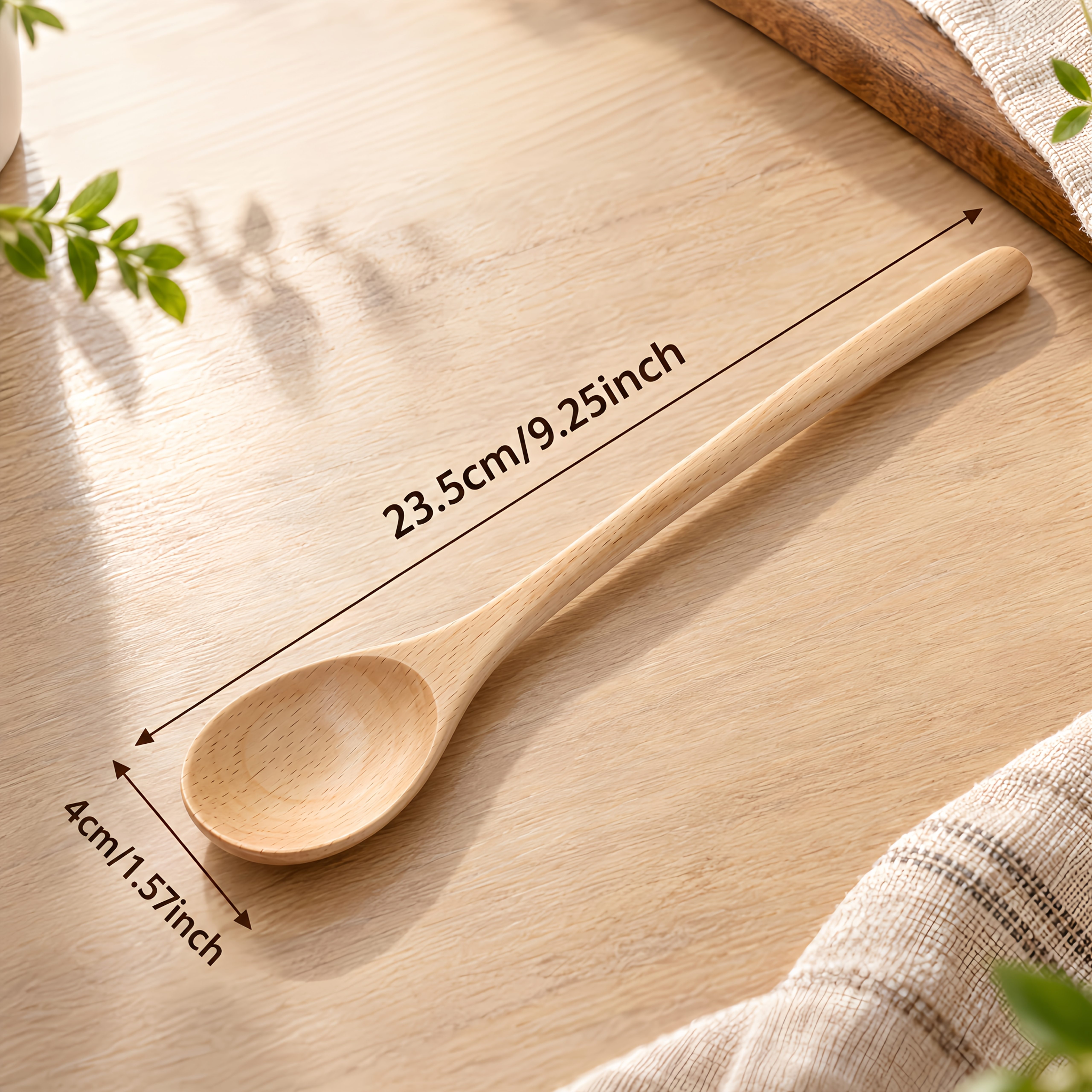 TEMU Solid Wood Spoons, Household Soup Spoons, Spoons, Dessert Spoons, Mixing Spoons, Long-handled Wooden Spoons In Natural , Suitable For Tableware