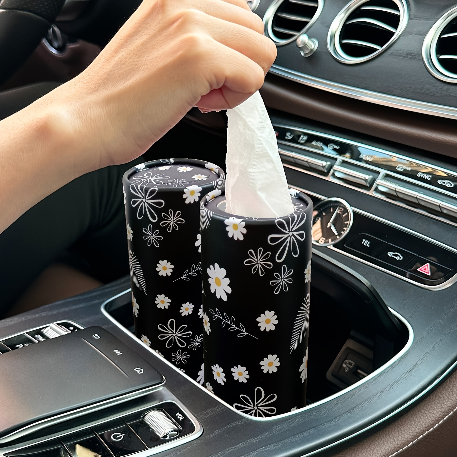 daisy car tissue holder paper fit cup holders