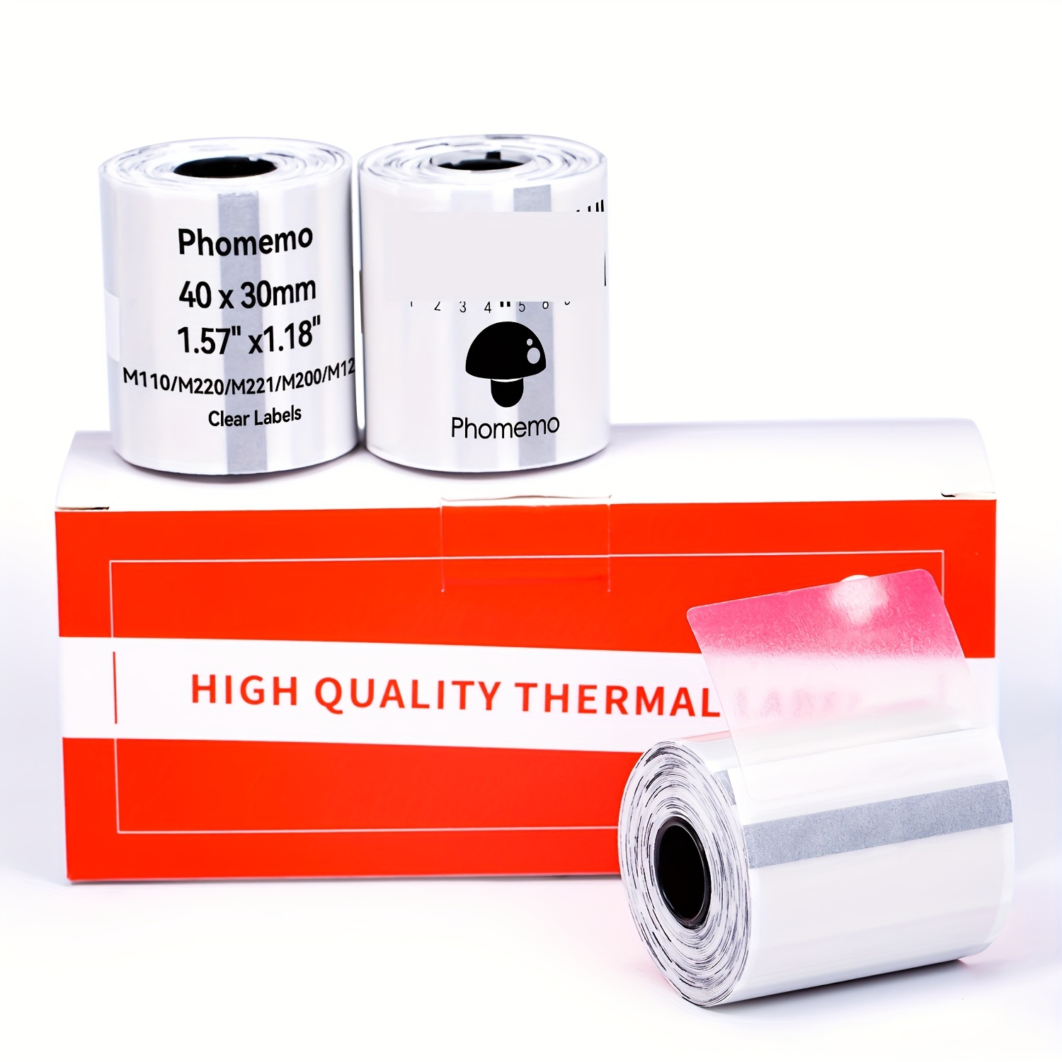 Phomemo 40x30mm/30x20mm/40x60mm/50x80mm Self-adhesive Label Rolls, White, Transparent, Color Label Rolls, For Phomemo M110//m220/m221/m120 Label Printers, 60x40mm For M220/m221/, 3 Rolls