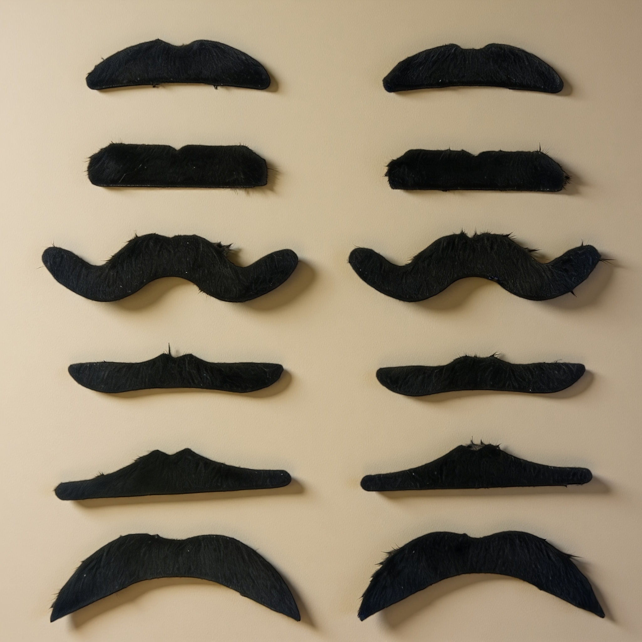 Image of 12 Black Artificial Mustaches, Photo Props And Party Supplies