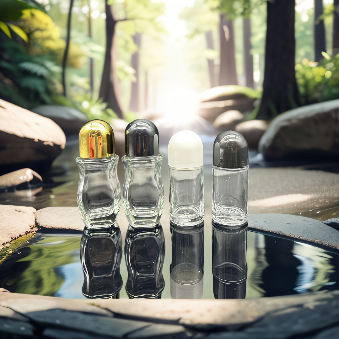 

50ml Glass Roll-on Bottle, Transparent Roller Bottle Portable Cosmetic Dispensing Bottle, Portable Perfume Empty Bottle - Travel Accessories