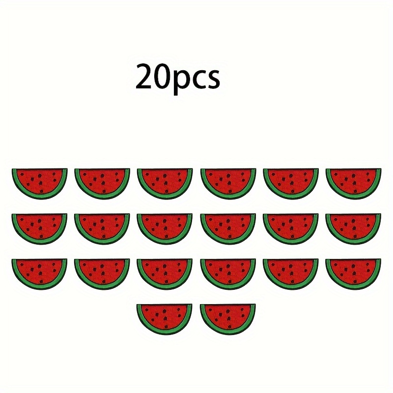 Image of Set Of 20 Watermelon Patches, Featuring Embroidered Designs That Ironed Or Sewn Clothing, Jackets, Hats, Backpacks, And Jeans
