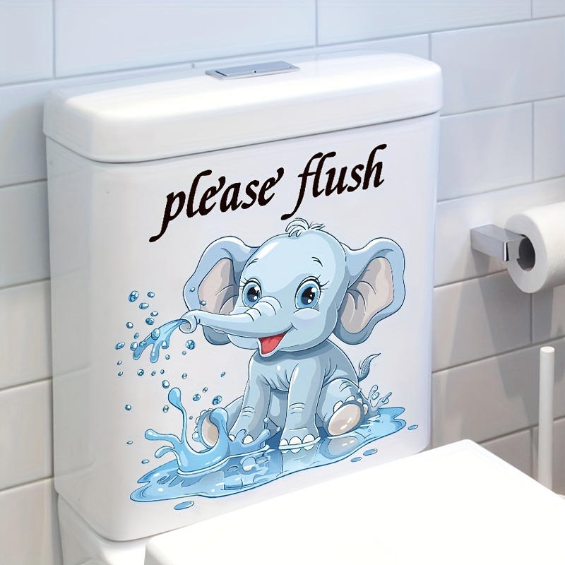 

Please Plush" Animal-themed Waterproof Pvc Toilet Decal - Fun Wall Sticker, Ceramic Surface Decor, Accessories For Bathroom