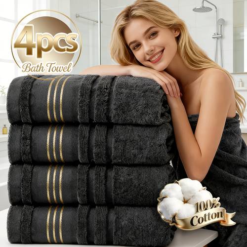 4pcs cotton bath towel set 100 cotton quick dry plush towels suitable for hotel use non shedding non fading soft absorbent rectangular towels for men women modern bath unisex an elegant bathing lightweight suitable for family