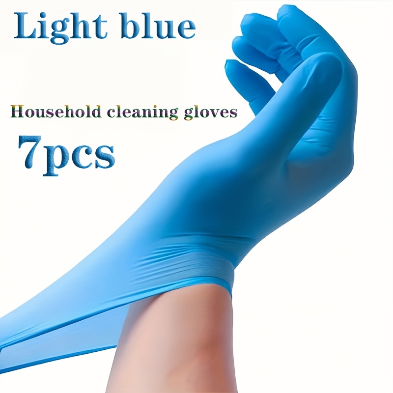 Blue Disposable Nitrile Durable Gloves, Sizes S/m/l/xl, Suitable For Home Cleaning, Hair Dyeing, Nail Care And , Pet Bathing, Non- Gloves 7pcs Pack