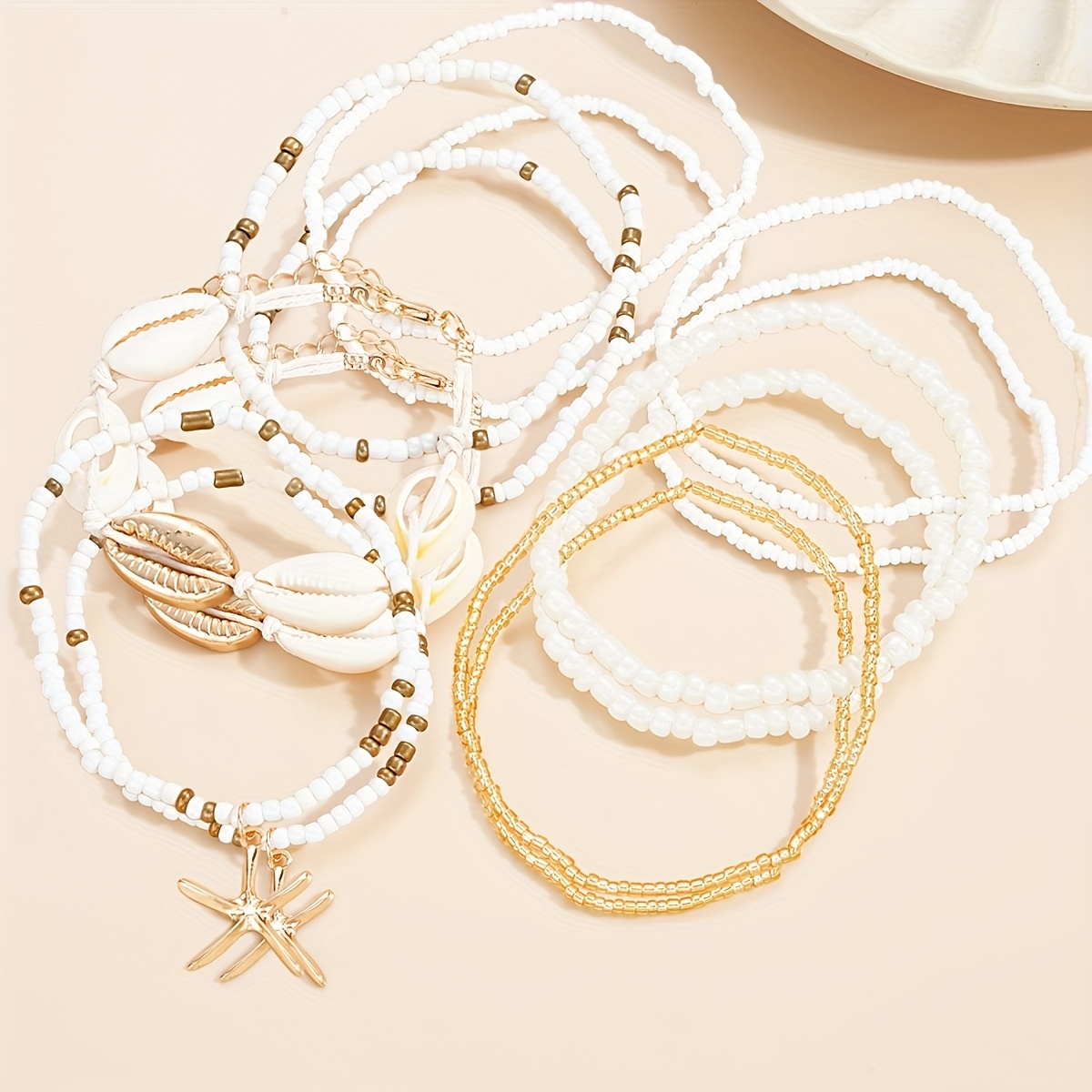 14pcs Bohemian Style Shell Beaded Bracelets Set