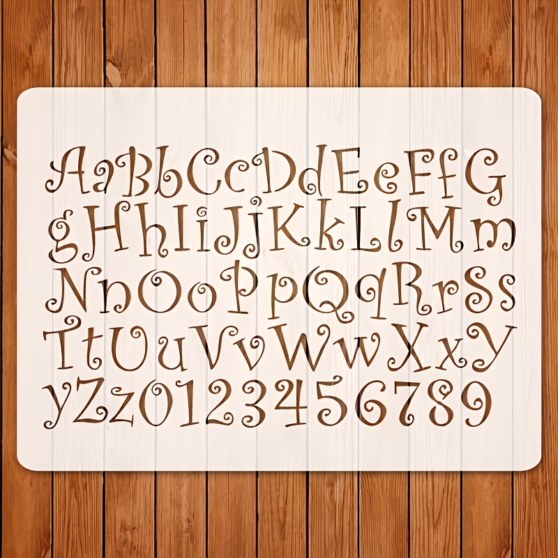 TEMU Pochoir à lettres réutilisable A4 avec vintage et chiffres - Convient pour l'artisanat, le scrapbooking, , la toile, mural - Compatible avec les