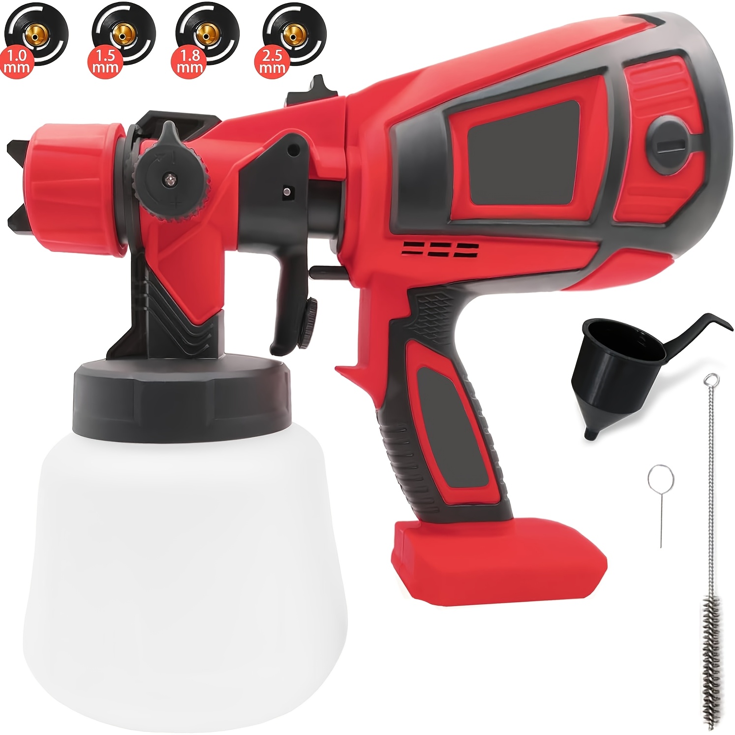 TEMU Cordless Hvlp Compatible For 18v Battery, With 4 Nozzles & 1000ml - Professional Spray Gun Suitable For House Painting, Walls, Wood, Fence,