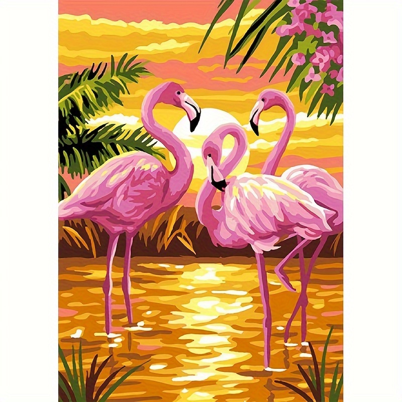 

Flamingo 5d Diy Kit For Beginners - Round Acrylic Art, Wall Decor Craft Set Flamingo