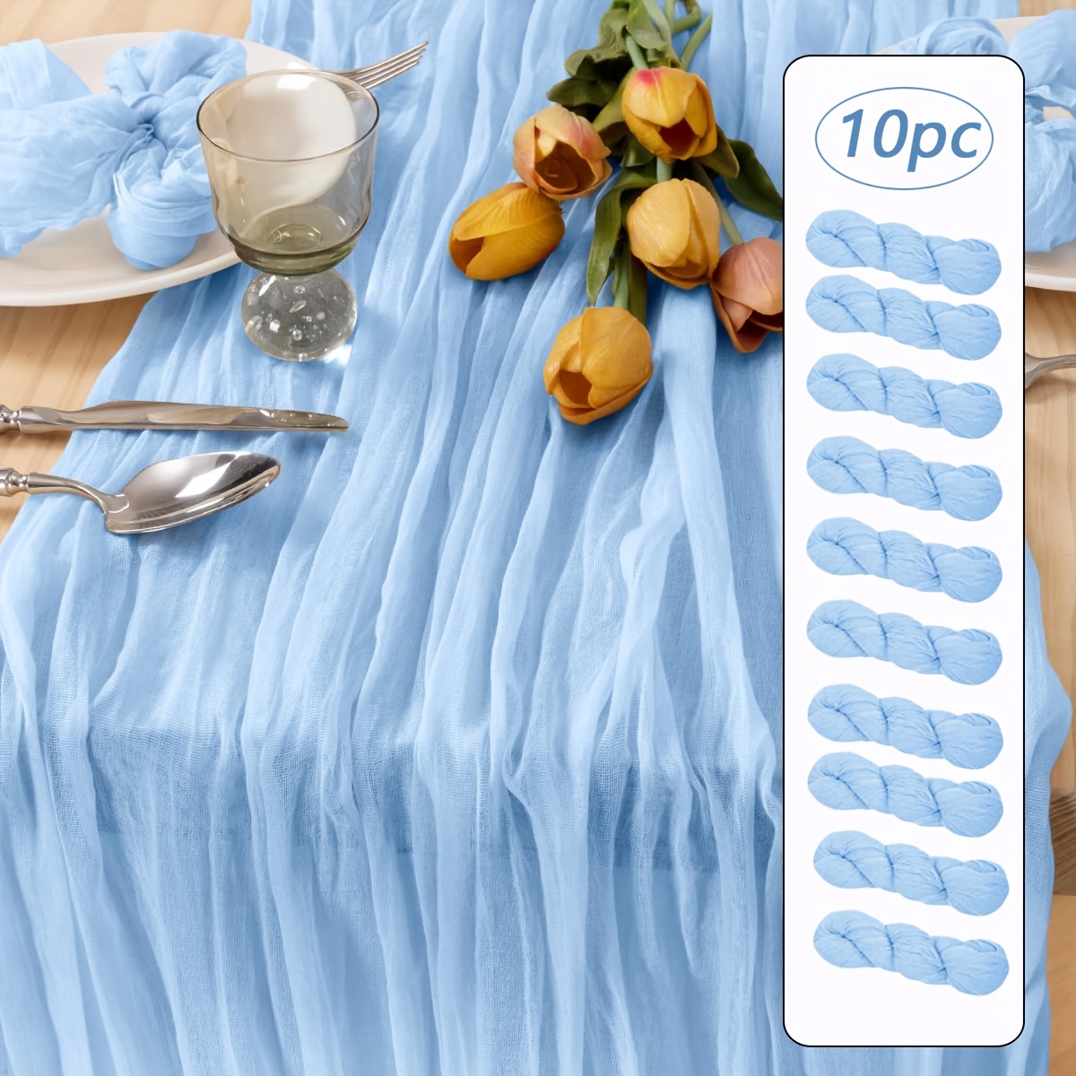 E-shop 10 Stück Käsegardinen Tischläufer Böhmische Gaze Stofftischdecken Landhaus Transparente Tischläufer für Hochzeit Geburtstag Babyparty Party