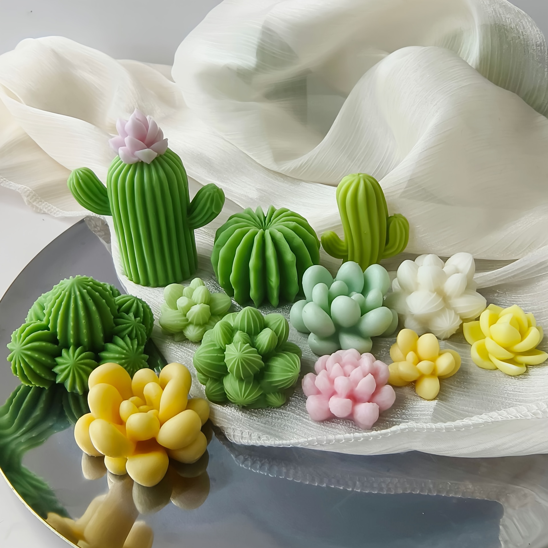 

Silicone Cactus And Succulent Plant Molds For Candle Making, Aromatherapy Wax, Handmade Cactus Candle Silicone Molds, Diy Resin Craft Molds With Irregular Shapes For Home Decor