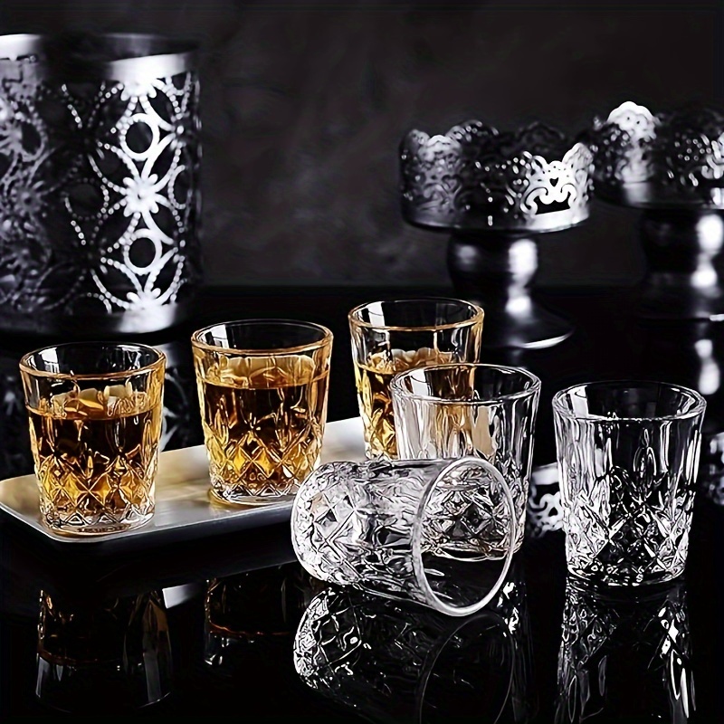 Image of 1.7oz Carved Shot Glasses For Vodka & Whiskey - Transparent Whiskey, Vodka, Tequila & More Glasses - Reusable, Dishwasher Safe