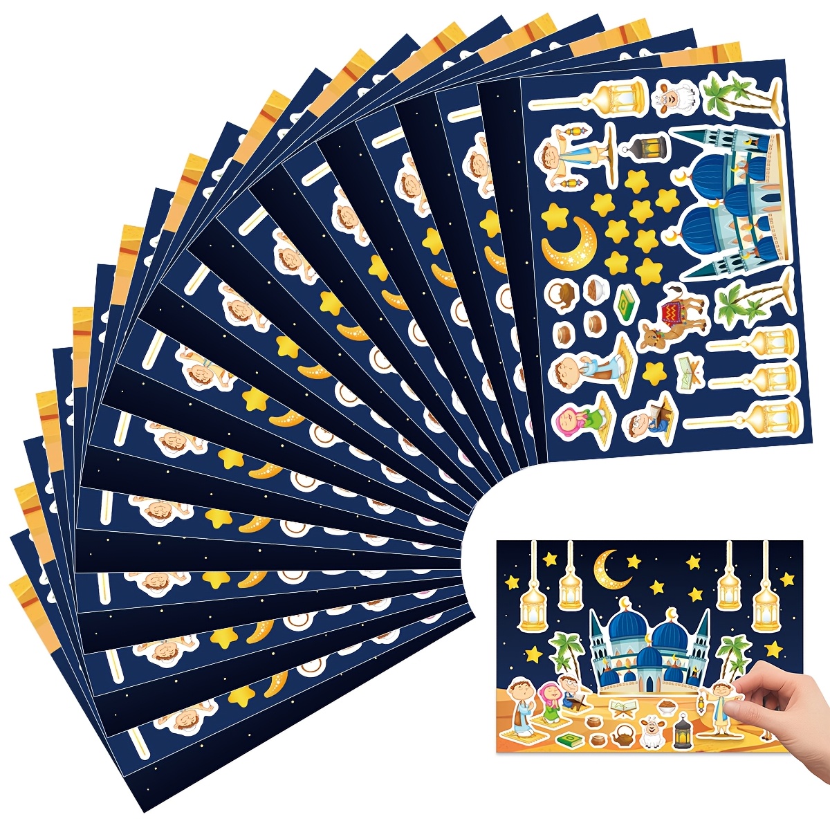 

Room Decor 24pcs Ramadan Themed Paper Stickers - Self-adhesive Decals With Stars, Moon, For , Home Decor, Birthday Party Supplies