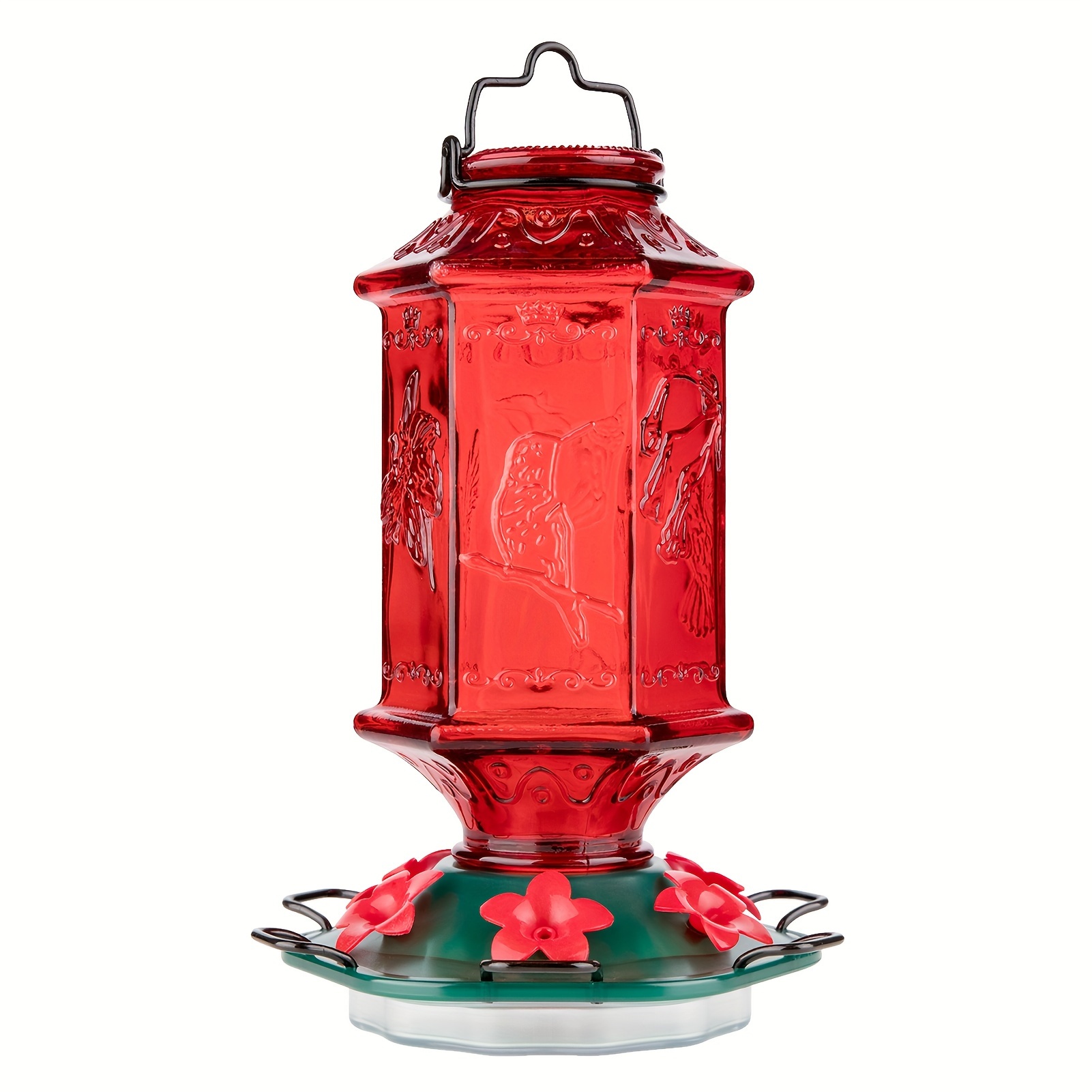 

Hummingbird Feeder, Leak Proof, Rust Proof, 6 Simulated Flower Feeding Spouts, 26 Oz, Lantern Shaped Bottle, Garden Patio Outdoor Hanging, Moat Included)