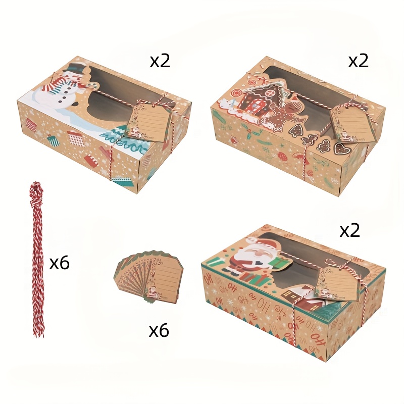 TEMU Gift For Her/him 18pcs Festive Christmas Gift Boxes With Santa And Snowman Designs - Cardboard Holiday Packaging Boxes With Tassels And Tags,