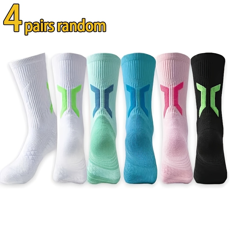 TEMU Men's Compression Athletic Socks, Durable Towel Bottom Basketball Socks, Fashionable 5- Socks, 5 Pairs Random 4 Pairs