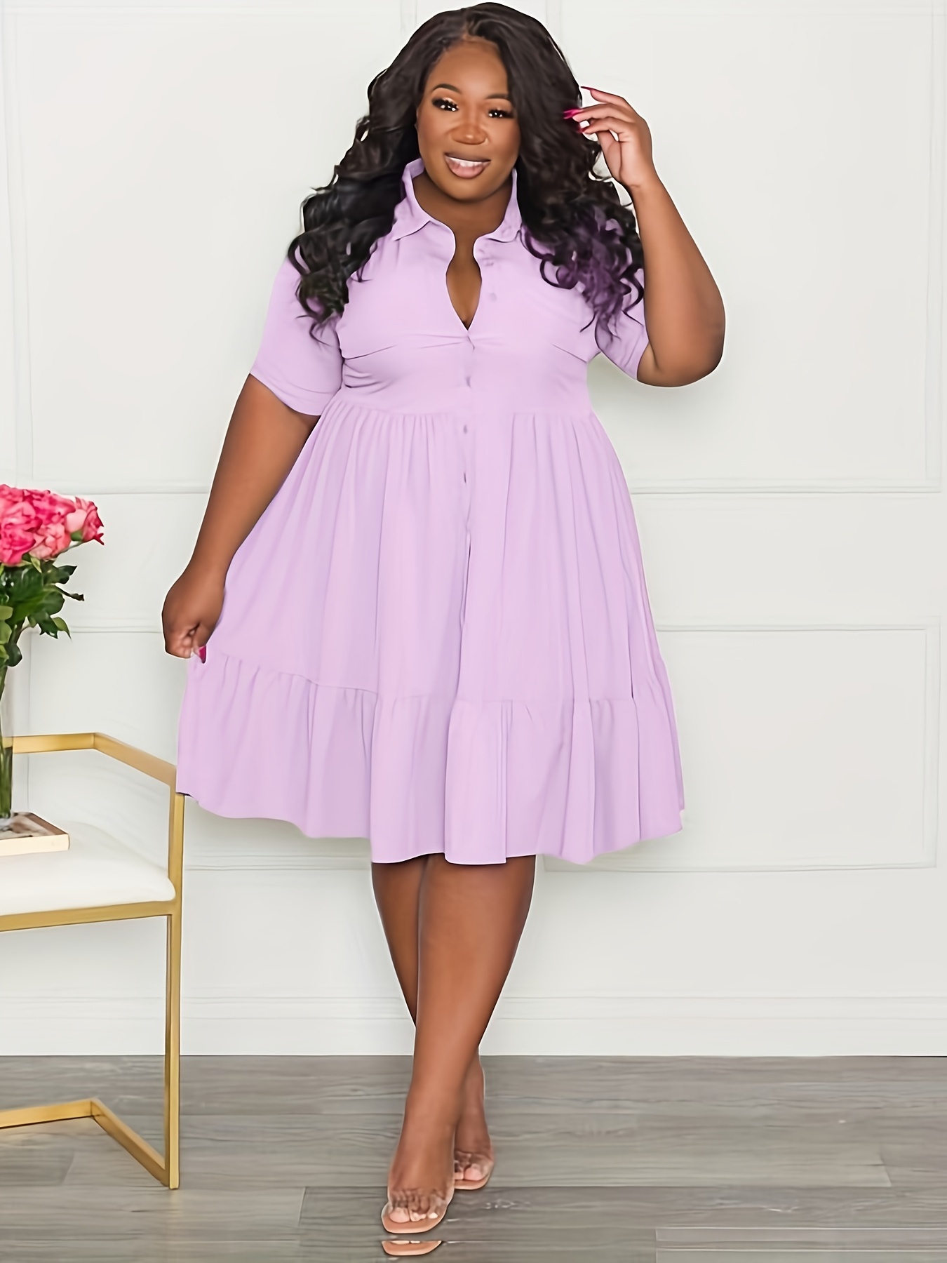 Plus size button up dress online