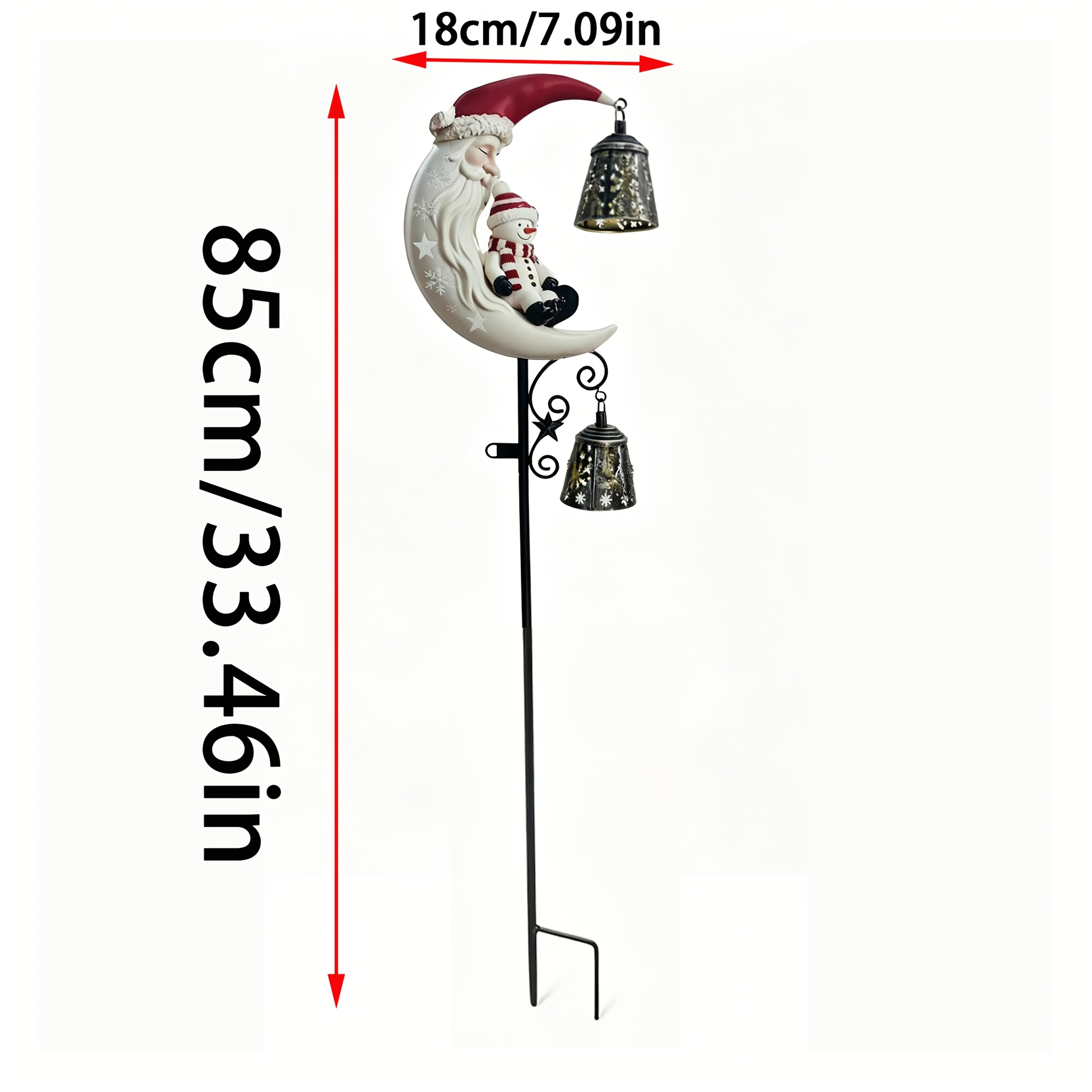 TEMU [3d] 1pc Christmas Santa & Snowman Stake, Iron Craft Hanging Bell Ornament, Metal Yard Art, Outdoor Lawn Pathway Decor No Light
