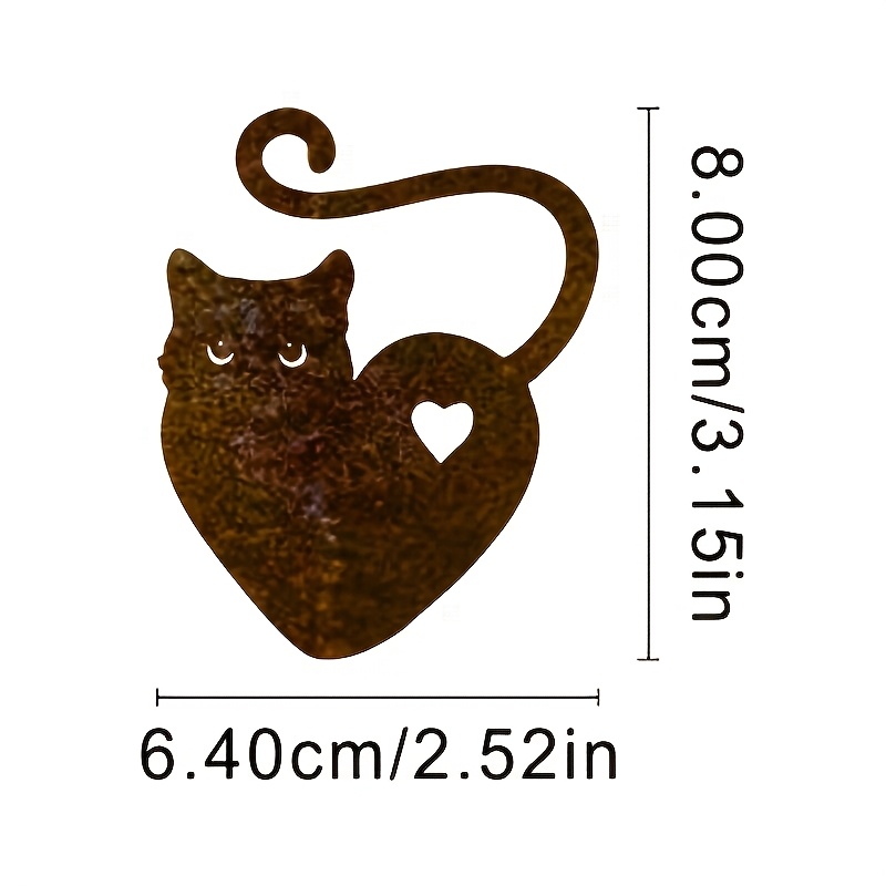 TEMU 1pc Rusty Metal Heart Cat Hanging Ornament, Vintage Cutout Pendant, Christmas Tree Ornament, Christmas Gift, Indoor Wall Decor, Outdoor Garden