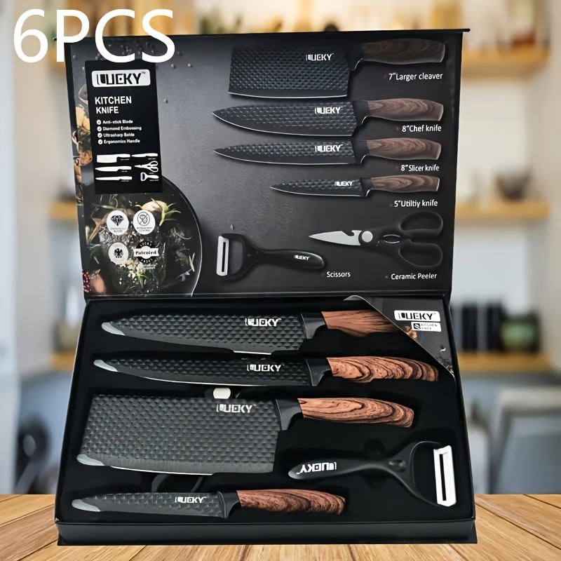 Professional Forged Stainless Steel Kitchen Knife Set (7pcs/6pcs) - Includes a Boning Knife, Slicing Knife, Carving Knife, Fish Knife, Butcher Knife, and Scissors. Suitable for Meat and Fish; Ultra-sharp and Durable Knives
