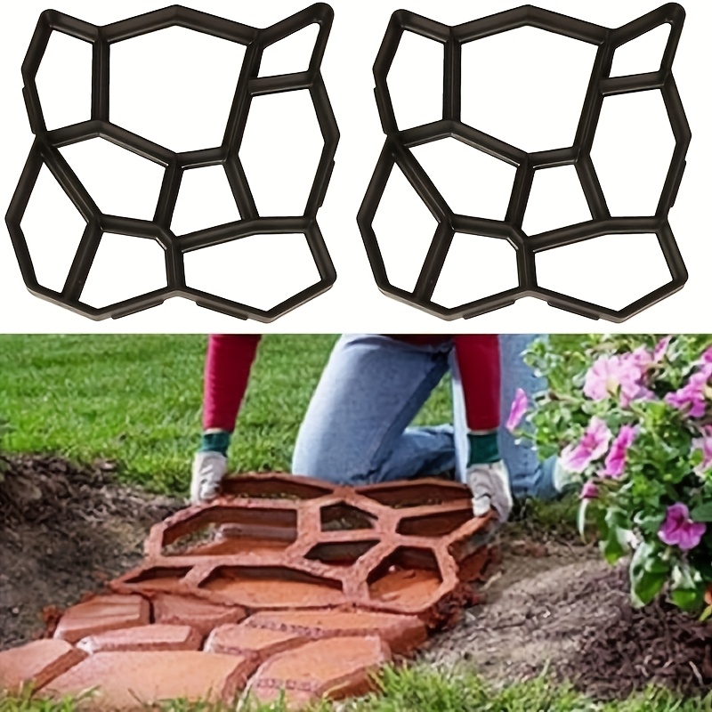 TEMU Set Of 2 Paving Molds, Cement Molds, Concrete Molds Lots, Garden Cement Mold Tools, Cement Templates, Precision Paving Tools, Heavy-duty Design,