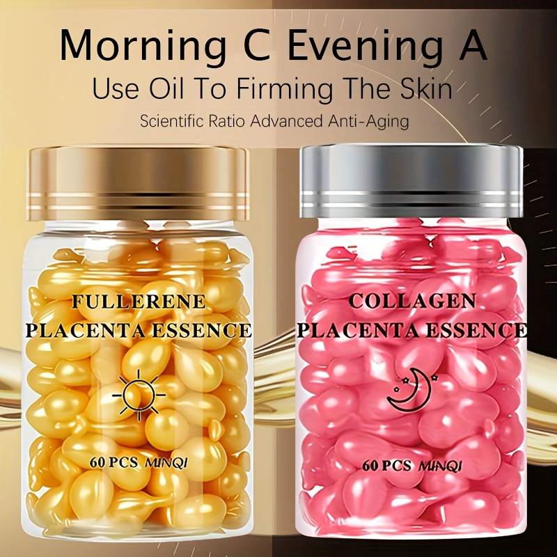 2 pack 120 capsules day night fullerene   essence collagen essence capsule set brightens nourishes light beige leaves light beige light beige looking smoother and   Product details 1