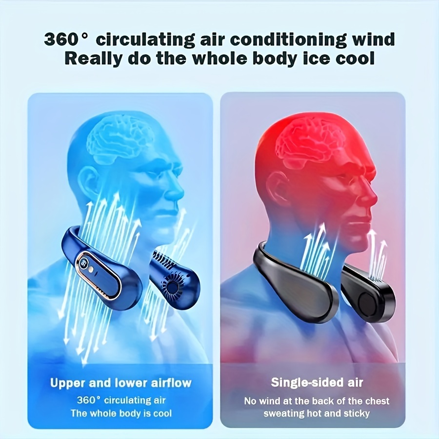 Portable USB Neck Fan - Wearable, Rechargeable, 360 ° Flexible Cooling, Quiet Operation, Strong Wind - Suitable For Outdoor, Student/birthday Gifts. details 0