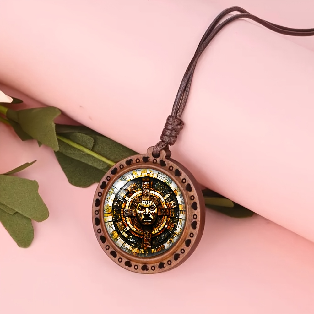 Ancient Totem Heart Wooden Necklace