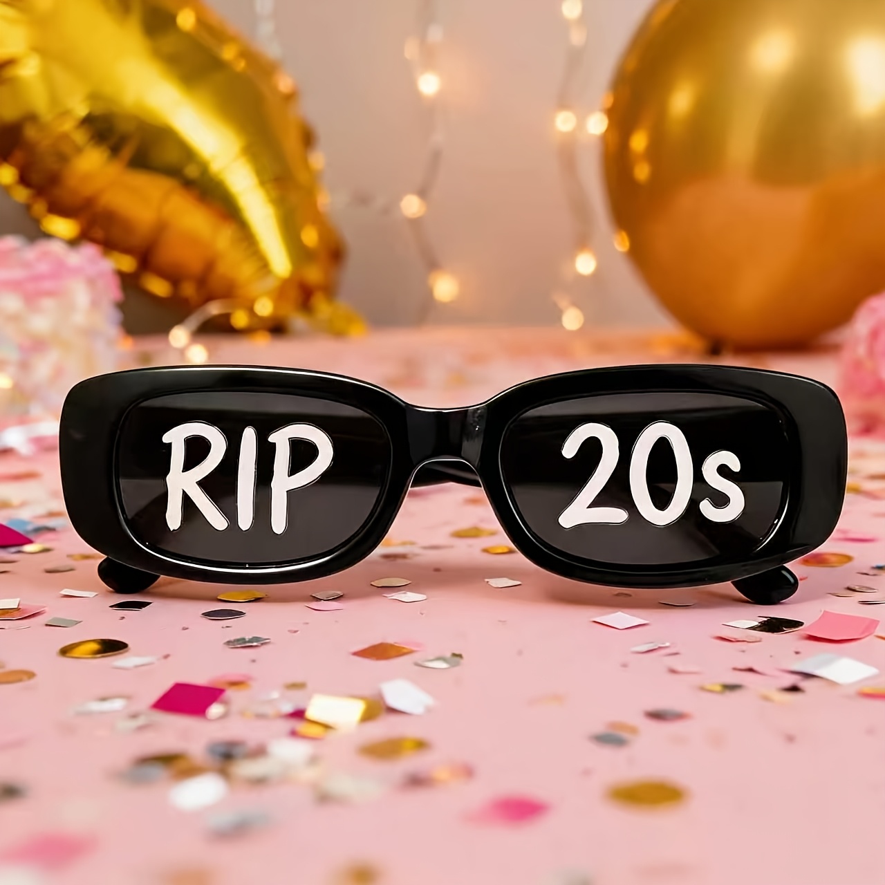 TEMU Rip 20s/rip 30s Birthday Glasses, Black Rectangle Funny Novelty Party Glasses, /30s Photo Booth Props For 30th 40th Birthday Party Decorations