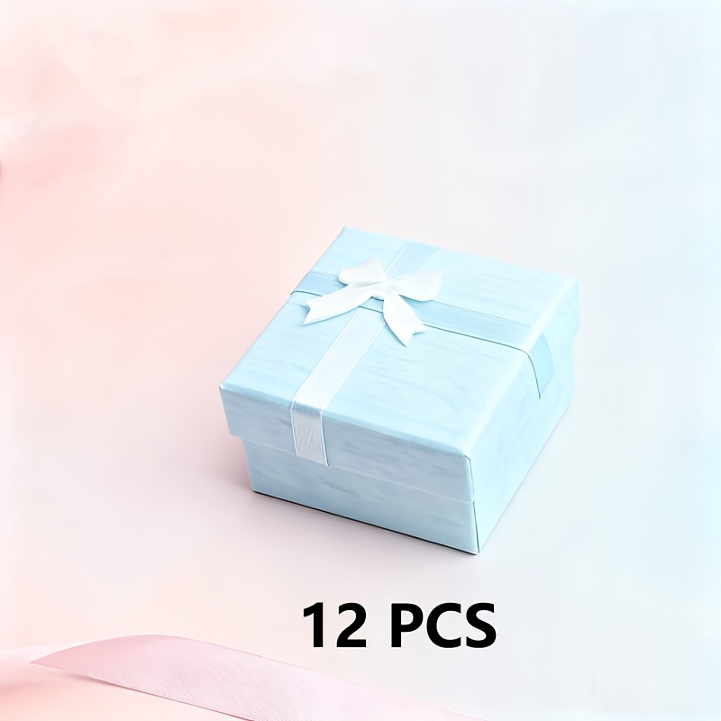 TEMU 12/24pcs - 4x4x3cm - de Anillos - Juego de Cajas para Joyería, Pequeña para Aretes con Cinta de y Espuma - Cajas de Cartón para Aretes al por