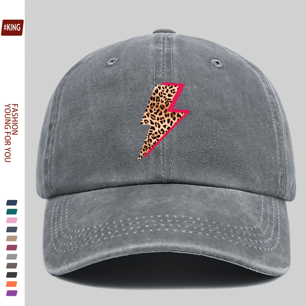 TEMU 1pc Print Lightning Pattern Baseball Cap, Breathable Lightweight Hip-hop Hat, Women's Trendy Sun Hat, Unisex For , Festival Accessory, Retro |