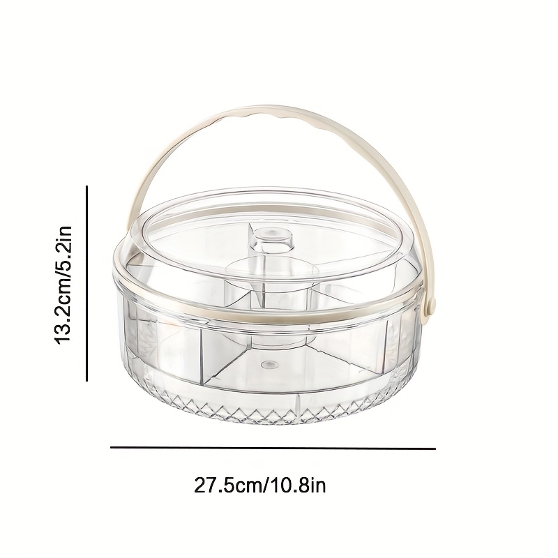 Image of 1pc Refrigerated Platter With Lid, Large Capacity Transparent Vegetable Appetizer Freshness Tray, Portable Handle Party Plate For Kitchen Fridge Cabinet, Suitable For Picnic, Gatherings, Parties