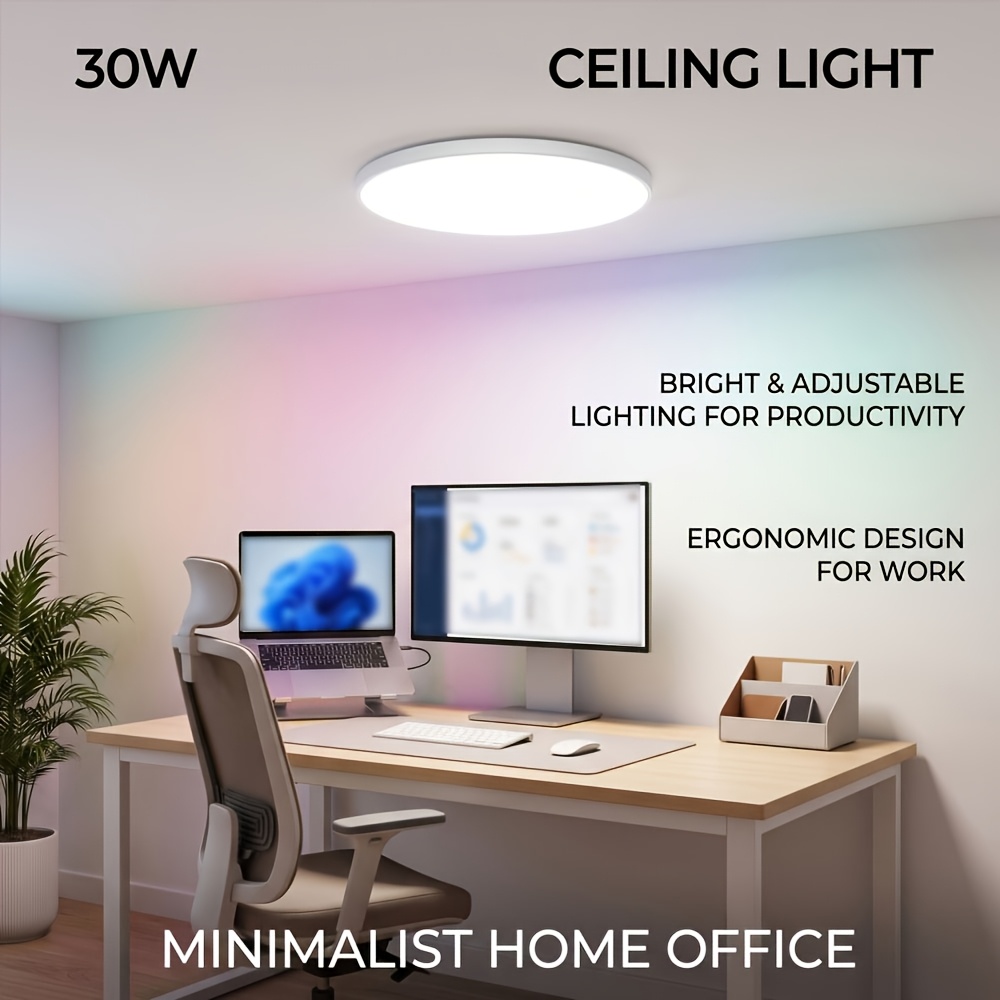 30W Smart LED Ceiling Light, Wifi & Bluetooth Dimmable RGB Fixture