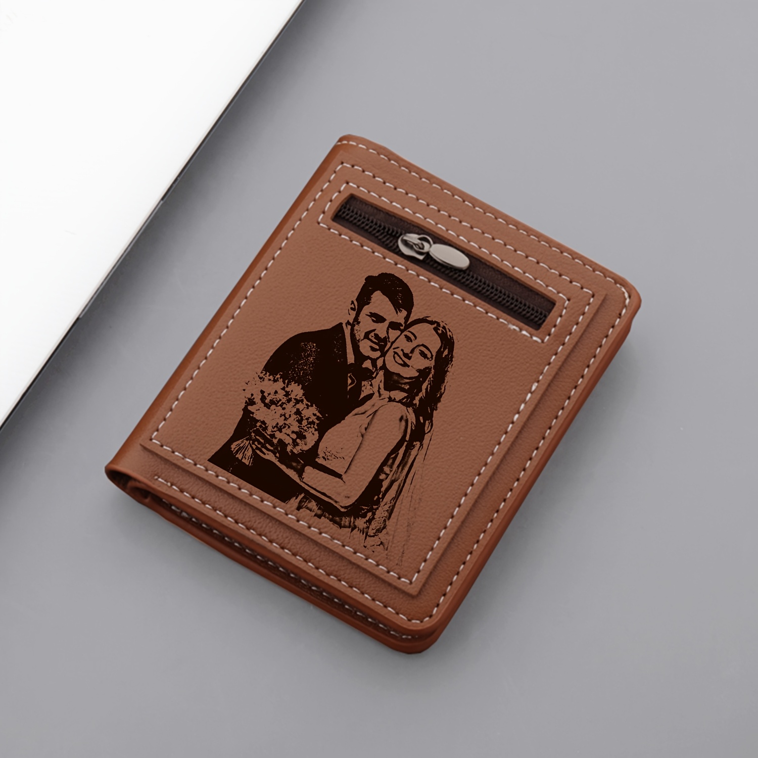 

1pc Men', Engraved Personalized Photo Wallet, For Boyfriend, Husband, Dad, Valentine's Day, Anniversary, Birthday Gift, Father's Day Gift, Holiday Gift.