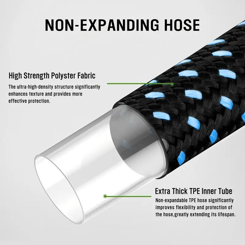 100ft garden hose with 10 function high pressure spray nozzle lightweight water hose for yard leakproof design durable rubber material with 3 4 solid brass fittings water hose for yard lawn car wash outdoor use 25 50 75 100ft Product details 5