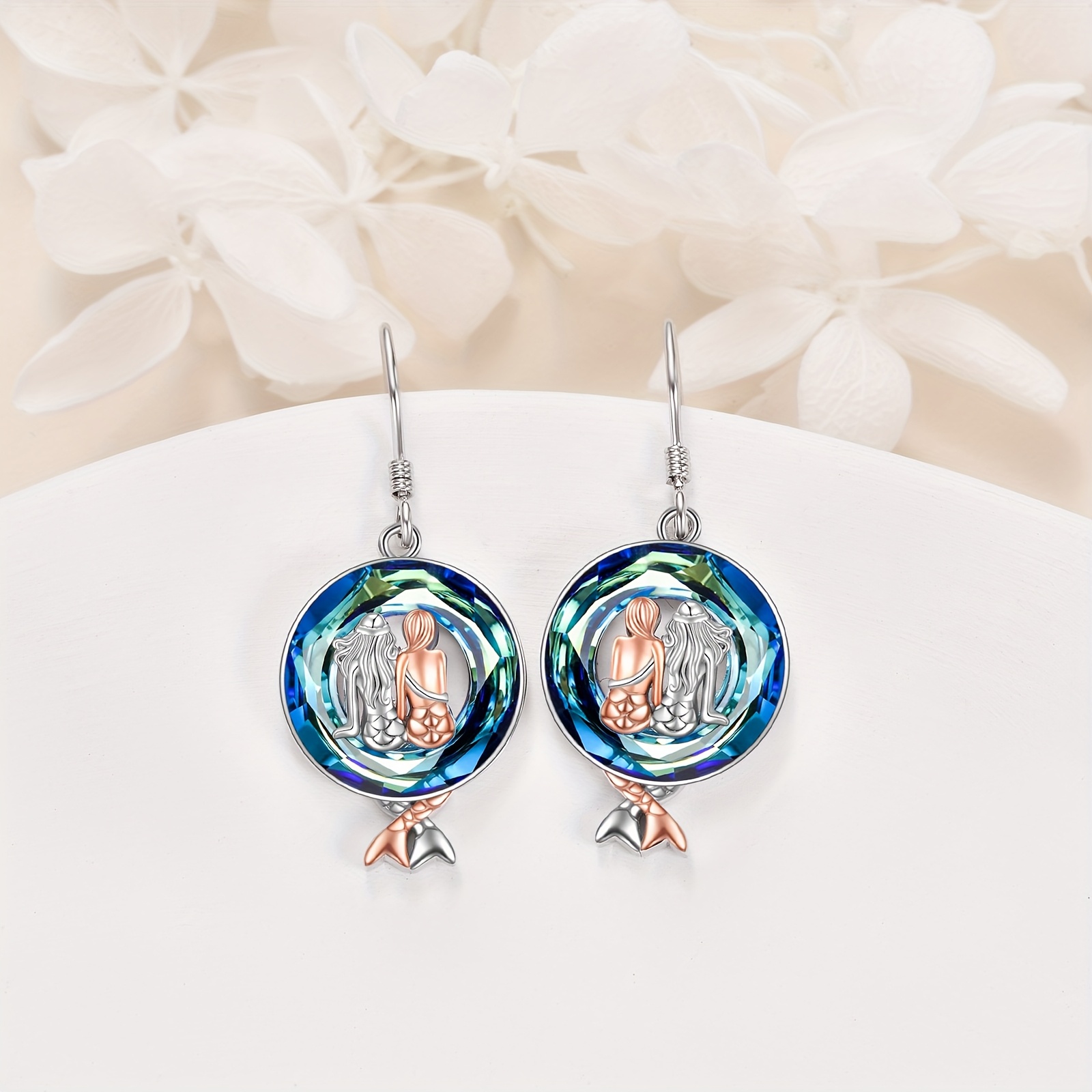 Mermaid Earrings in S925 Sterling Silver, Gift for Her