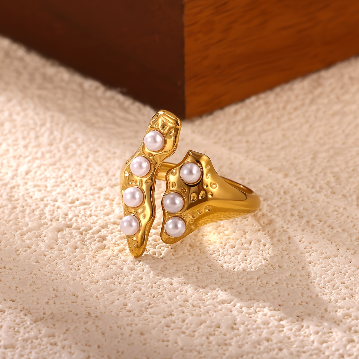 Women's Fishtail-Shaped Wide-Band Ring, 18K Gold-Plated