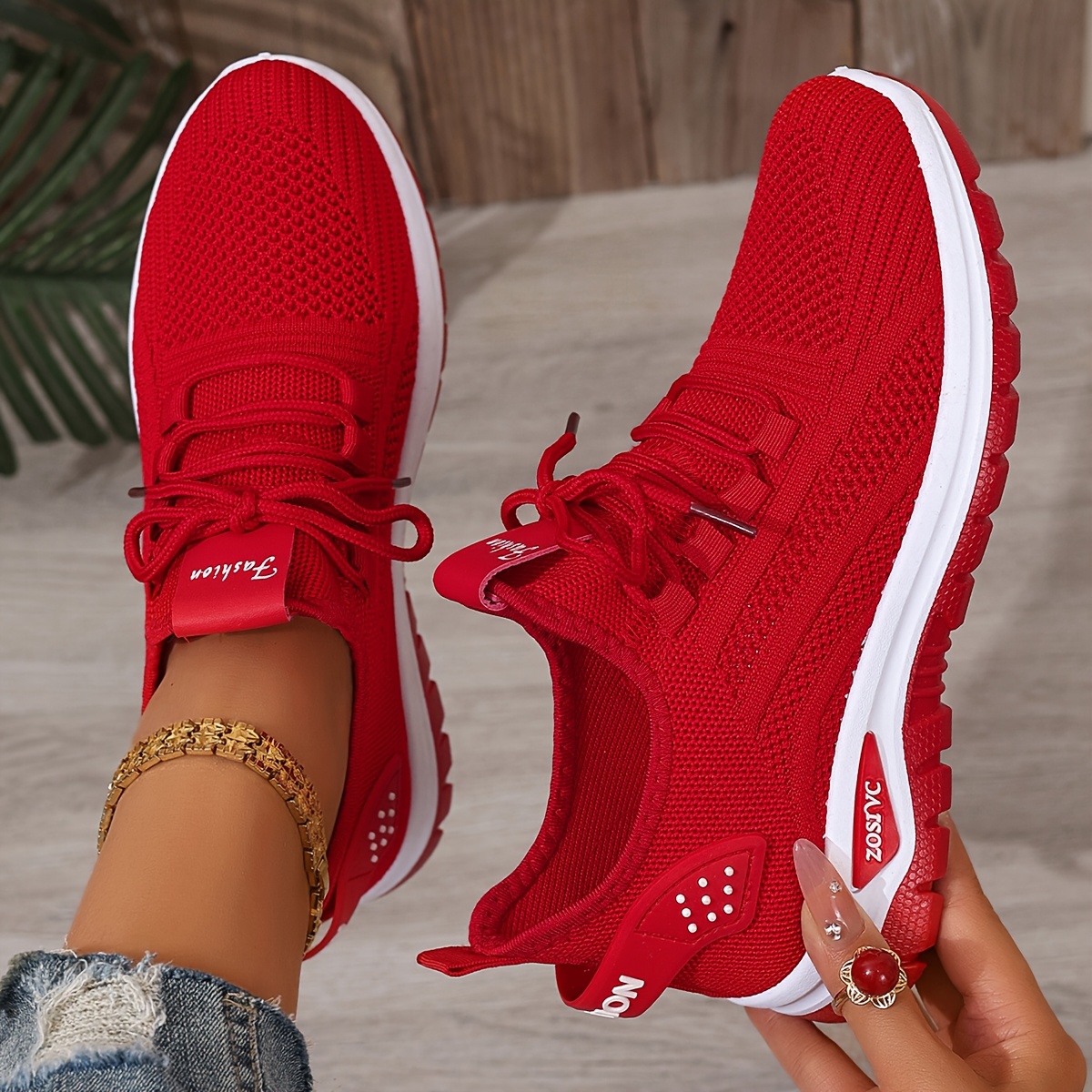 Women's White Breathable Mesh Running Shoes - Comfortable Low-Top Sneakers with Rubber Sole for Travel, Vacation & Casual Wear, Sleek Shoe Design | Cushioned Support