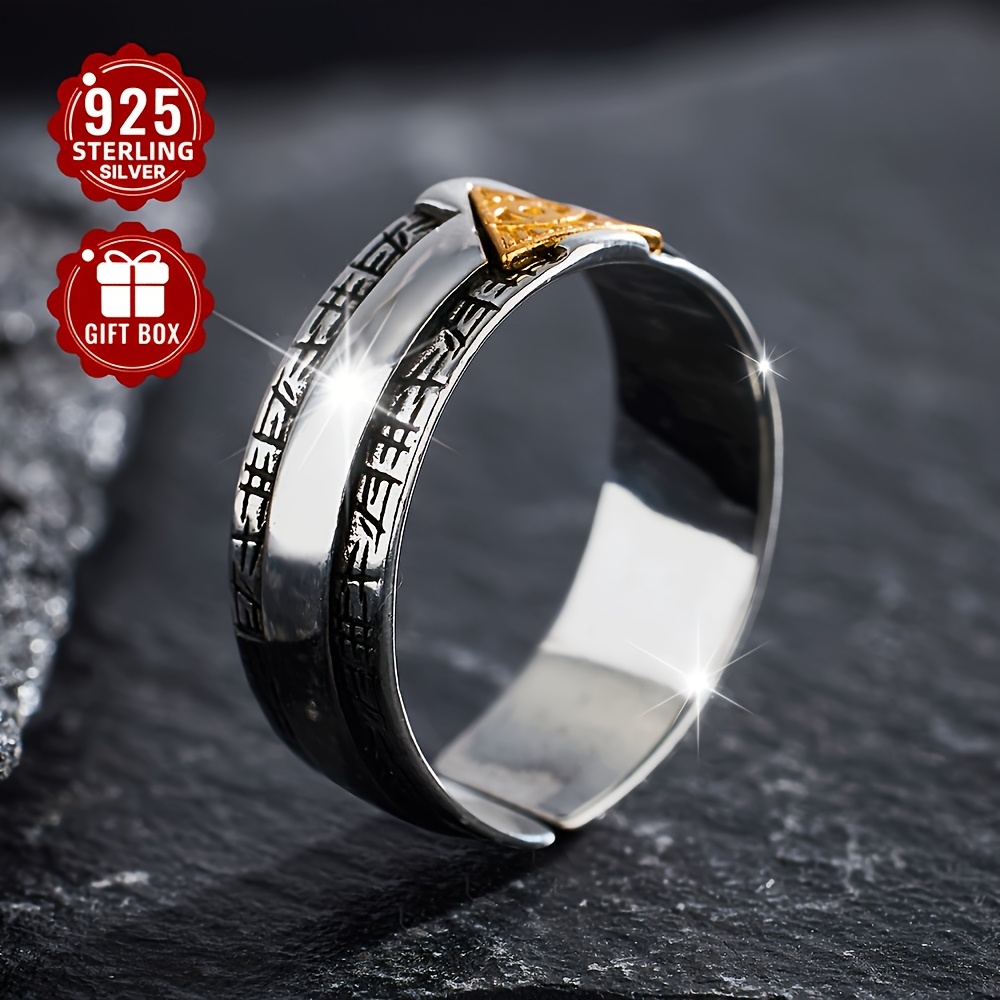 Vintage Punk Cross Open Ring S925 Silver Retro Thai Style Finger Ring