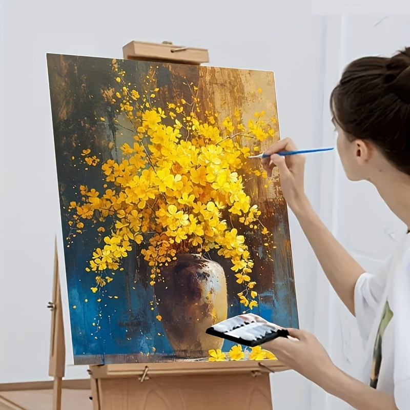 TEMU A Diy Adult Acrylic Painting Kit Suitable For Beginners - Includes Acrylic Paints, Canvas, 3 Brushes, And An Manual | An Acrylic Painting