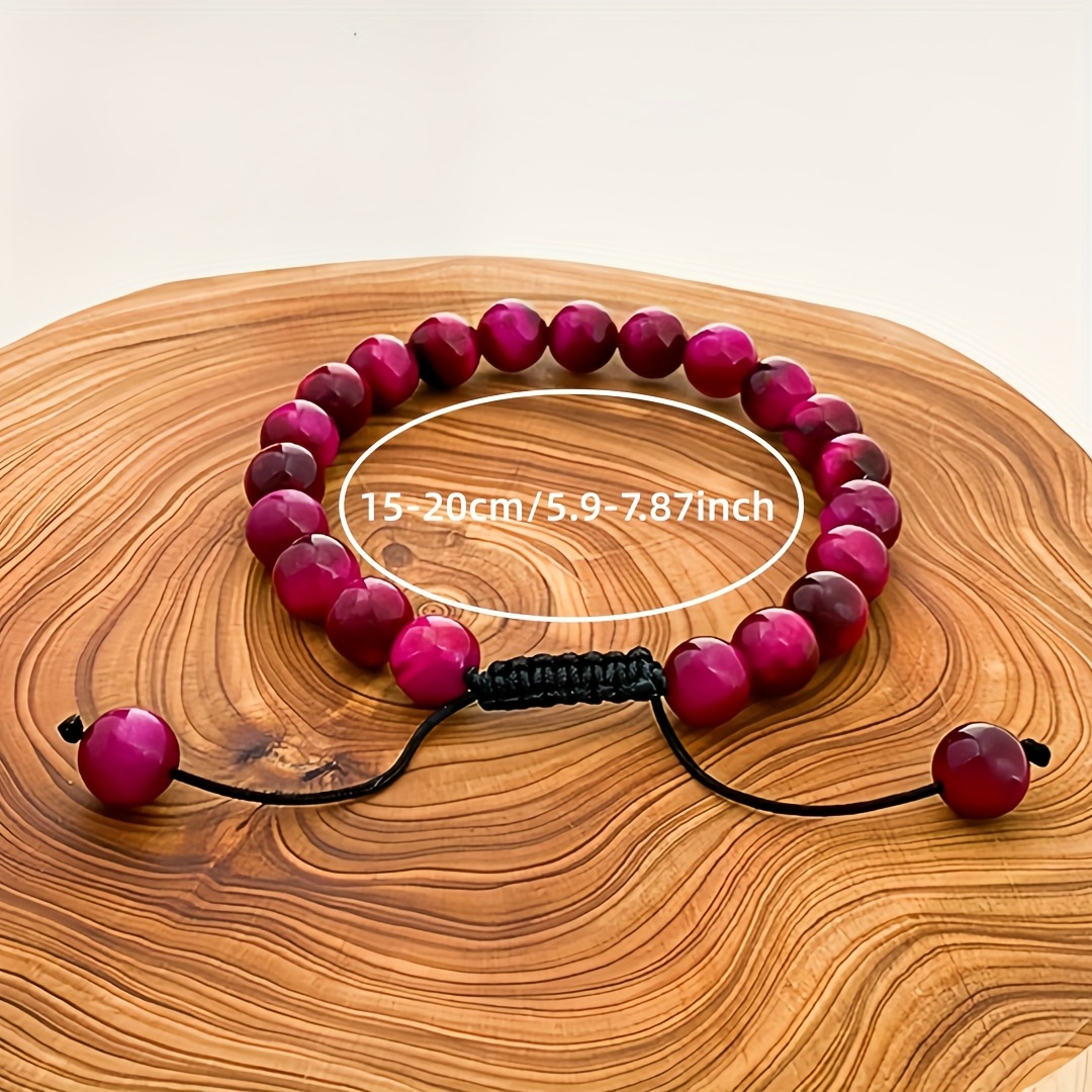 Natural Rose Tiger Eye Stone Adjustable Bracelet, Gift for Her