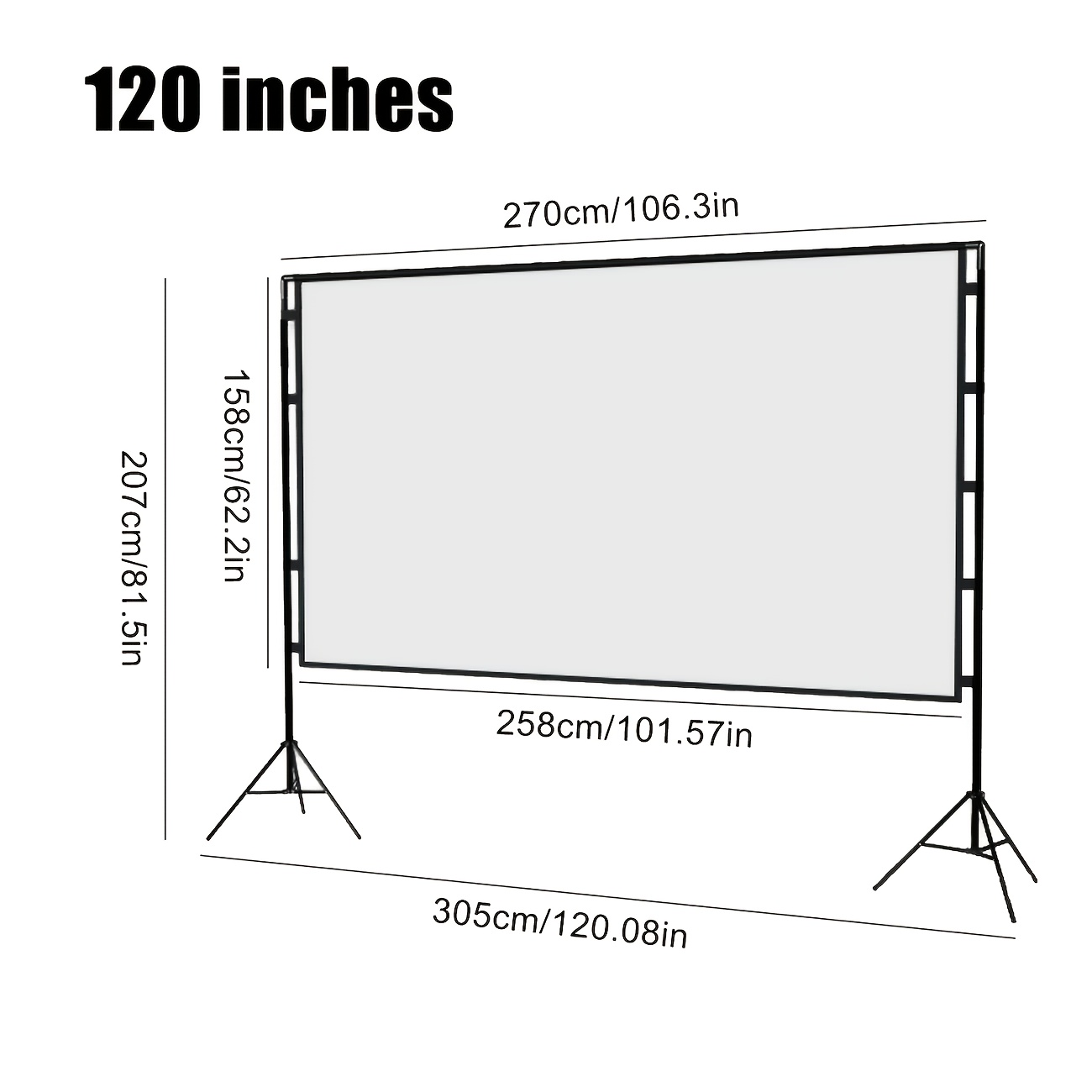 TEMU 100/120-inch Portable Mobile Projection Screen With Tripod Stand, 16:9 Hd Projection Screen, , Suitable For Home, Convenient To Carry, Perfect