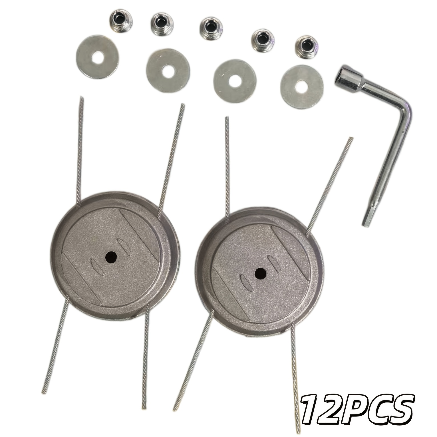 Image of 12pcs Steel Wire Grass Trimmer Replacement | Wear-resistant Steel Wire Weeding Head Accessories | Universal Garden Trimming Tool With Installation Accessories And Wrench