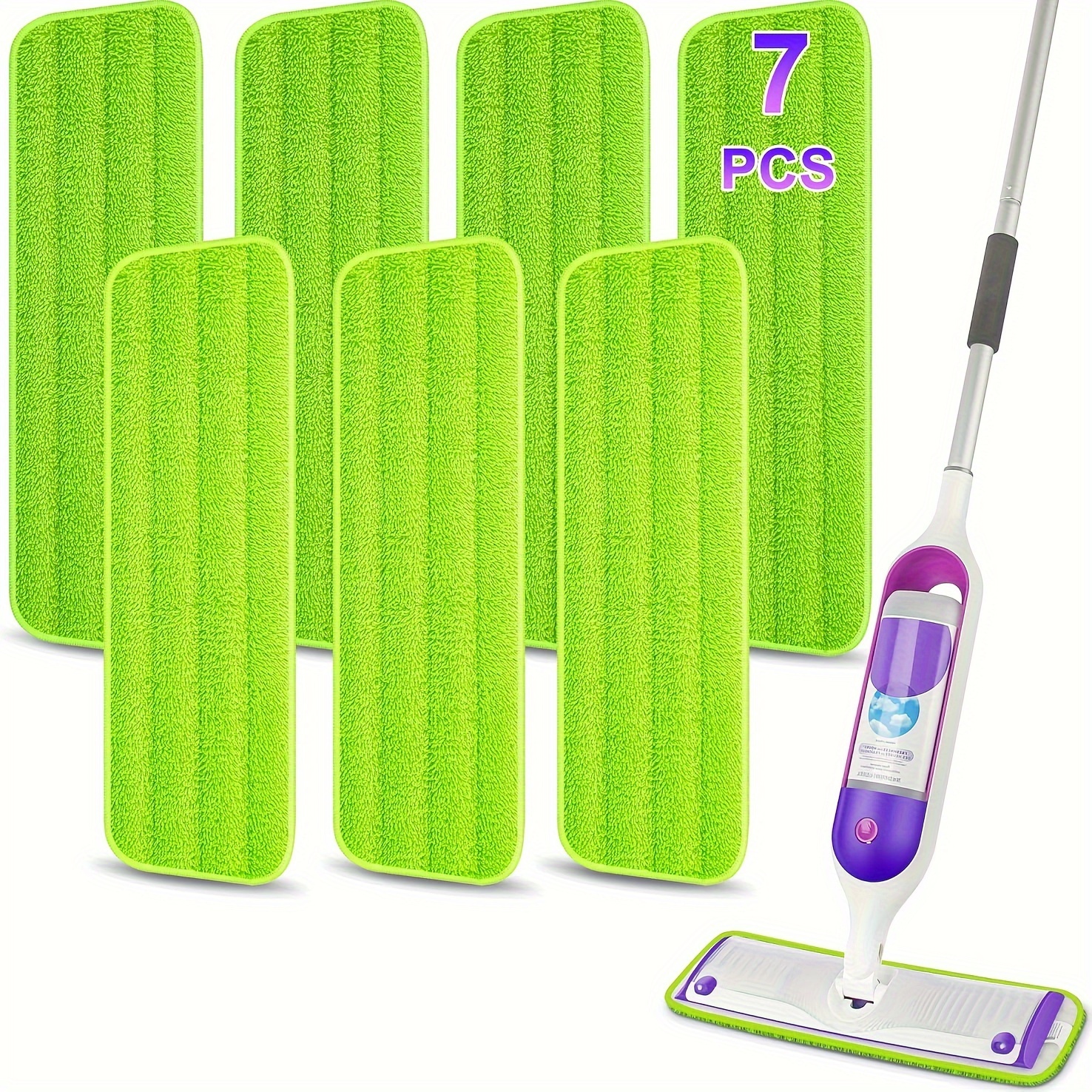 

Microfiber Reusable Mop Pads Set Of 7 - Washable Mop Pads Compatible With 13"-15" Spray Wet Mops For